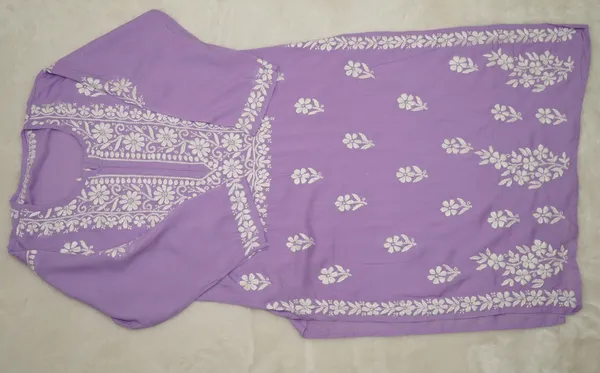 Lavender_Modal_Long_Chikankari_Kurta_For_Women