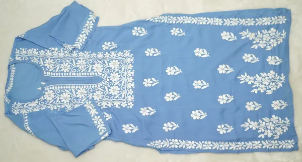 Blue_Modal_Long_Chikankari_Kurta_For_Women