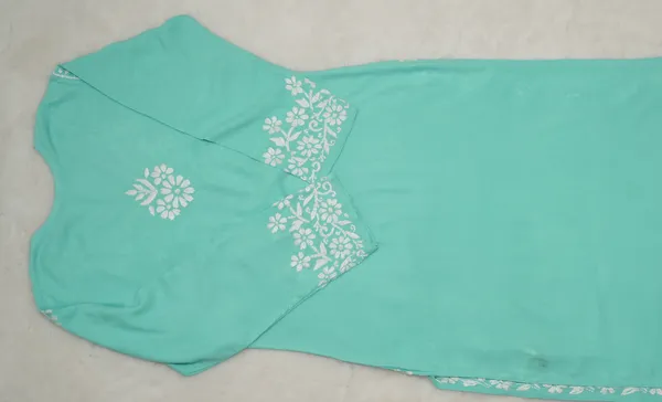 Light_Blue_Rayon_Long_Chikankari_Kurta_For_Women
