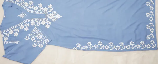 Blue_Rayon_Long_Chikankari_Kurta_For_Women