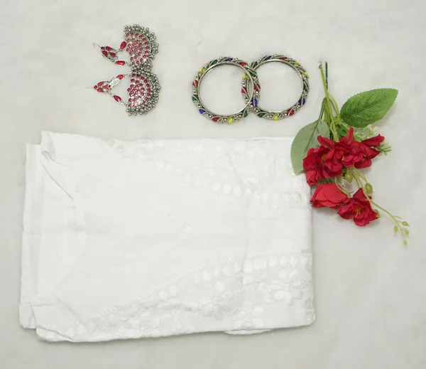 White_Rayon_Long_Chikankari_Kurta_For_Women