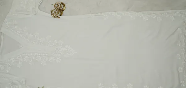 White_Rayon_Long_Chikankari_Kurta_For_Women