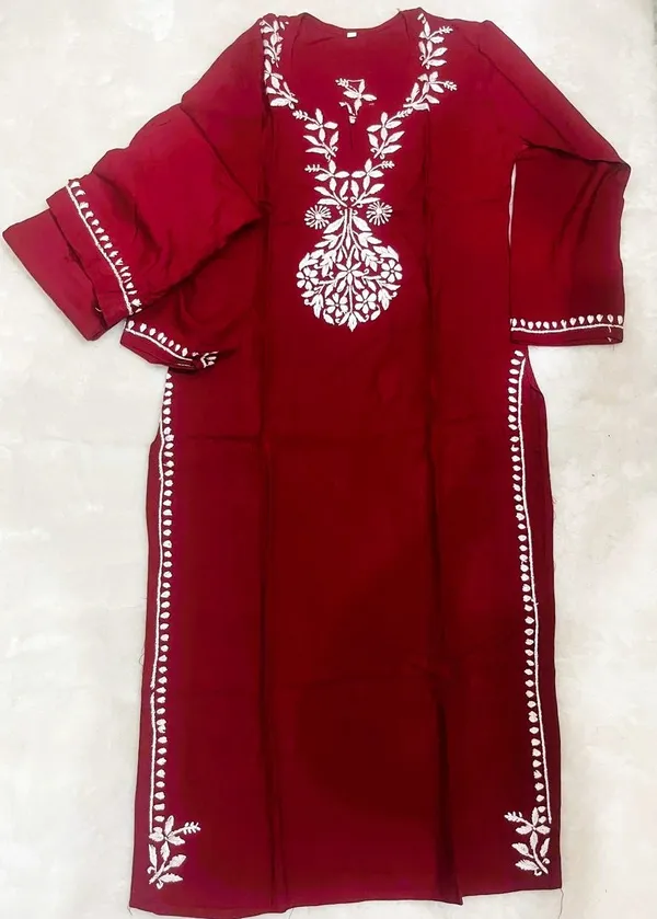 Maroon_Rayon_Chikankari_Plazzo_Set
