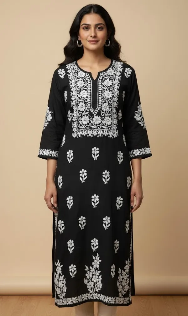 Black_Modal_Long_Chikankari_Kurta_For_Women
