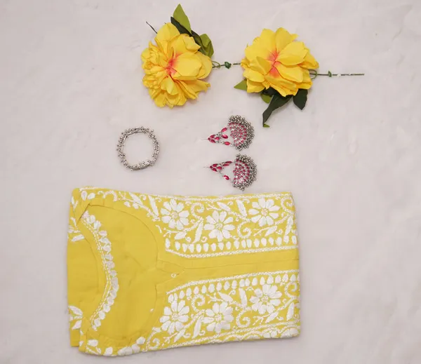 Yellow_Modal_Long_Chikankari_Kurta_For_Women