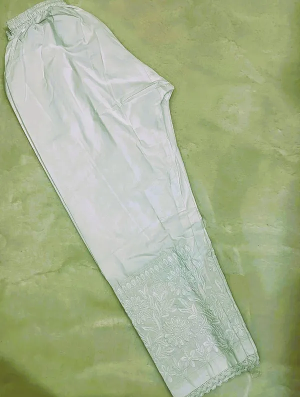 White_Cotton_Pant_Machine_Work_With_Lace_For_Women