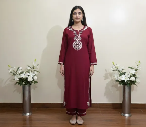 Maroon_Rayon_Chikankari_Plazzo_Set