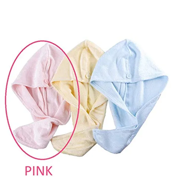 Pink_100%_Bamboo_Fiber_Hair_Wrap/Quick_Drying_Hooded_Towel