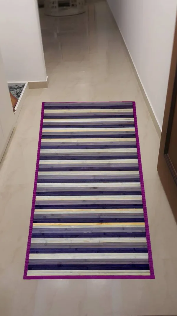Purple_Bamboo_Floor_Mat/Bedside_Mat/Bedside_Runner/Bedside_Carpet_Striped_Prayer_Mat
