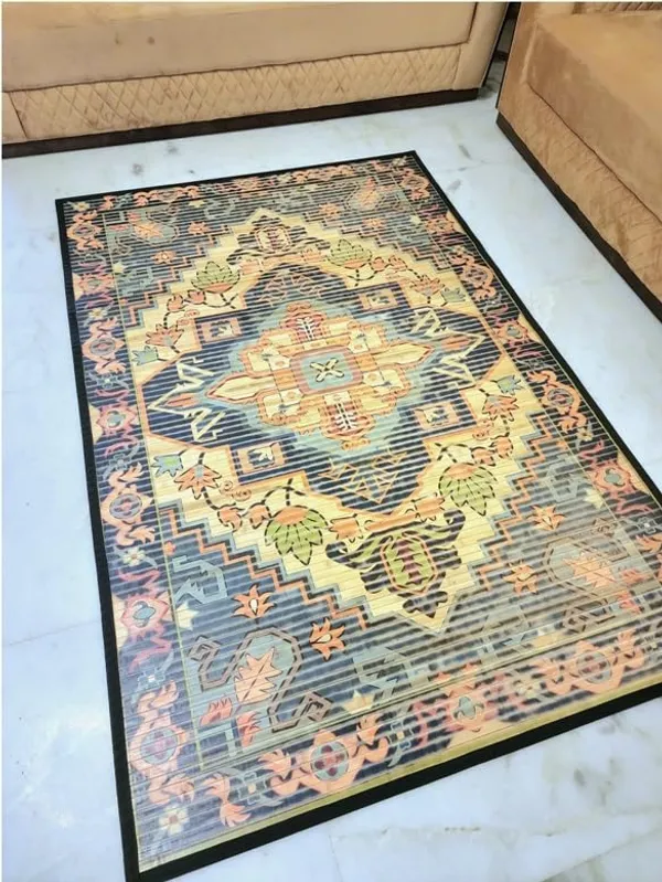 Bamboo_Carpet_For_Home/Bamboo_Carpet_For_Living_Room_Small_Size_Blue_Tribal_Print
