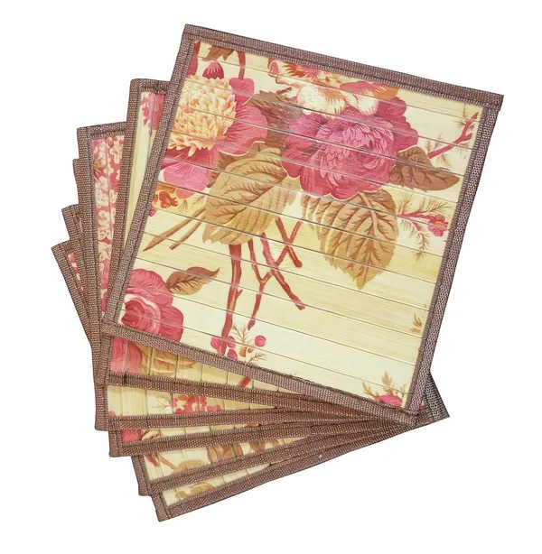 Flower_Print_Coasters/Hot_Dish_Mats/Side_Table_Mats_Size_:_8_X_8_Inches_Digital_Floral_Print