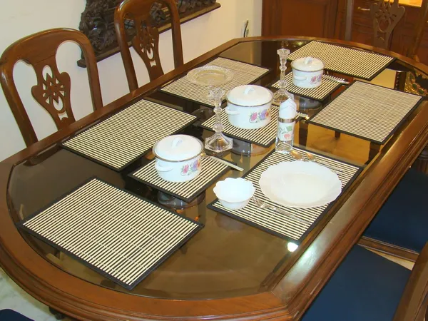 Bamboo_Placemats/Dining_Table_Mats-_Set_of_6_Balck_Stripes_Mats/_Sushi_Mats-30x45cm