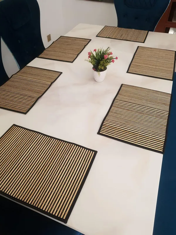 Bamboo_Placemats/Dining_Table_Mats-_Set_of_6_Balck_Stripes_Mats/_Sushi_Mats-30x45cm