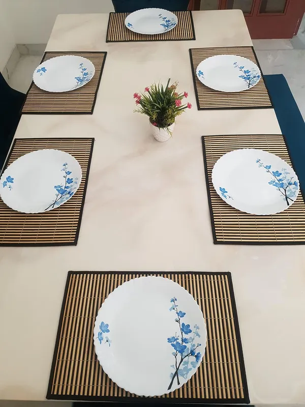Bamboo_Placemats/Dining_Table_Mats-_Set_of_6_Balck_Stripes_Mats/_Sushi_Mats-30x45cm