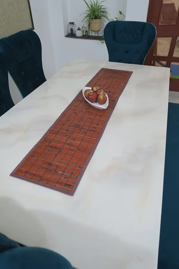 Brown_Dining_Table_Mats_And_Runner_Set_Burnt_Bamboo