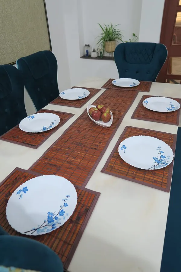 Brown_Dining_Table_Mats_And_Runner_Set_Burnt_Bamboo