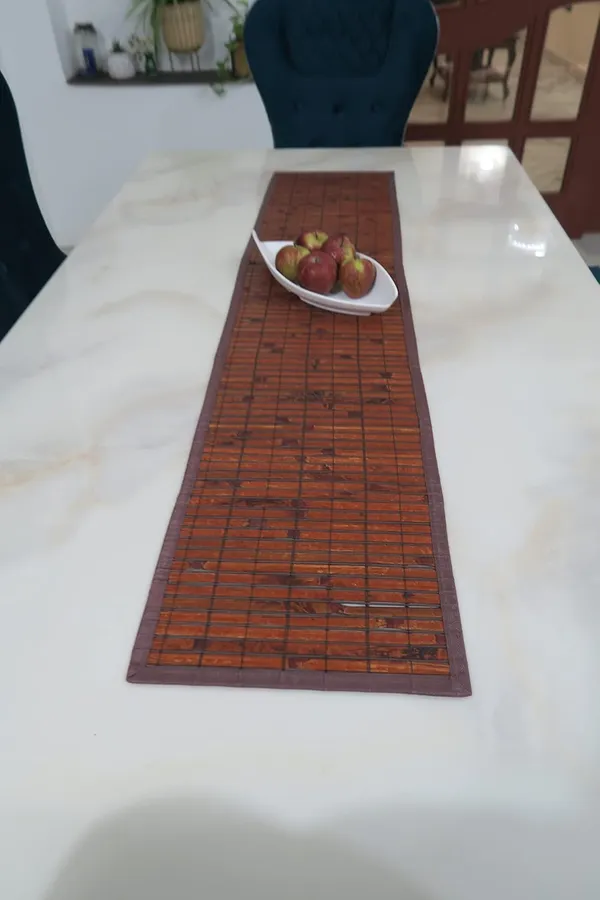 Brown_Dining_Table_Mats_And_Runner_Set_Burnt_Bamboo