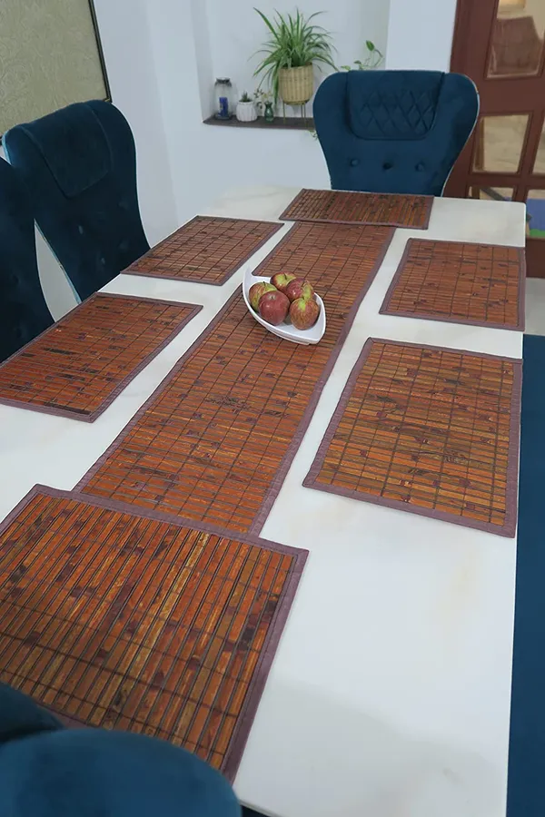 Brown_Bamboo_Dining_Table_Runner_Burnt_Bamboo:_30X135_Cms