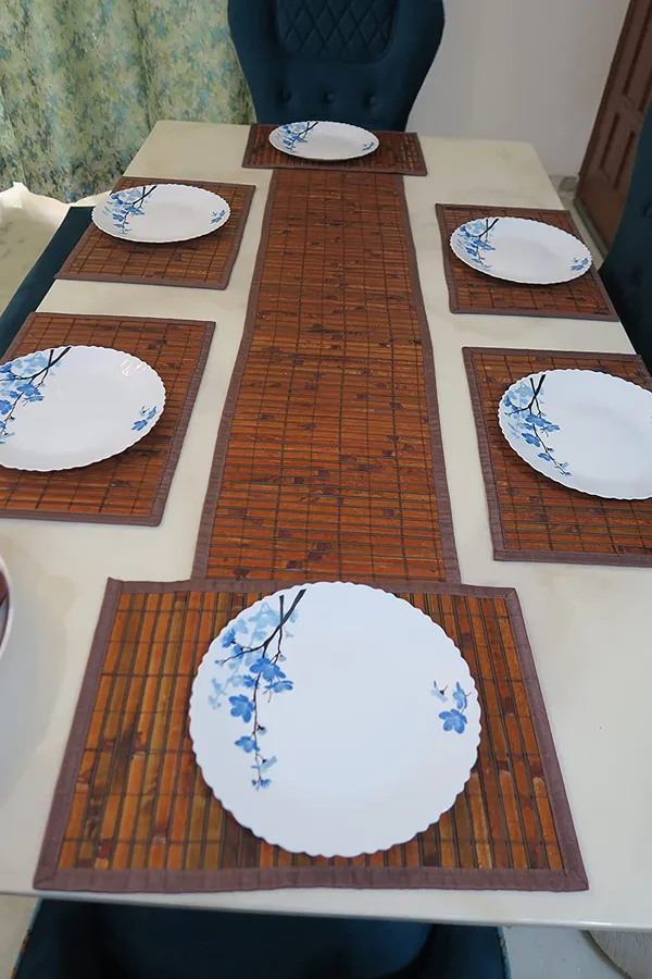 Brown_Burnt_Bamboo_Dining_Table/Placemats_Reversible_Mats