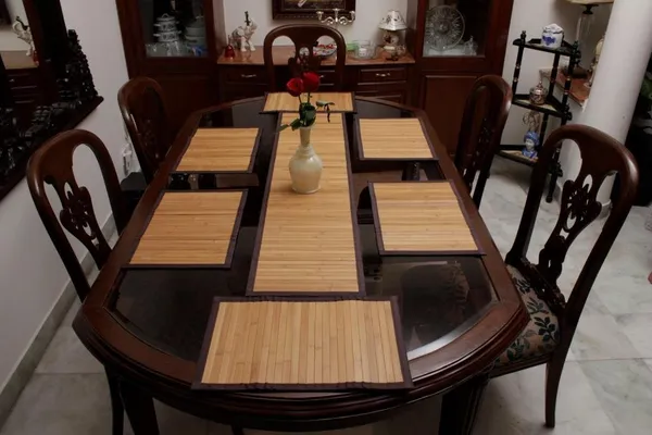 Bamboo_Placemats_&_Table_Runner_Set_for_Dining_Table_6_Seater_Chocolate_Brown