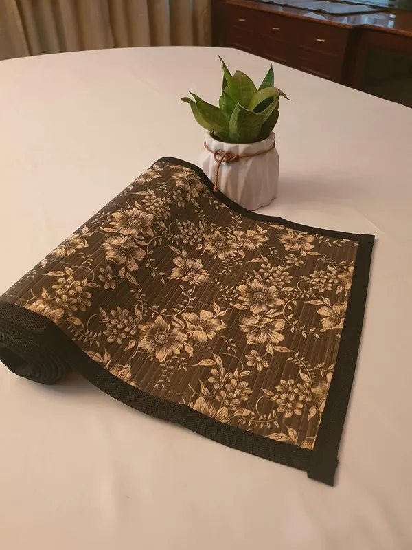 Bamboo_Greens_Bamboo_Dining_Table_Runner_Floral_Print_Black_6_Seater-_30X135_Cm