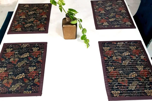 Multicolor_Bamboo_Green_Bamboo_Dining_Table_Mats/Placemats_Indian_Floral_Print_Pack_Of_4-_30x45cm