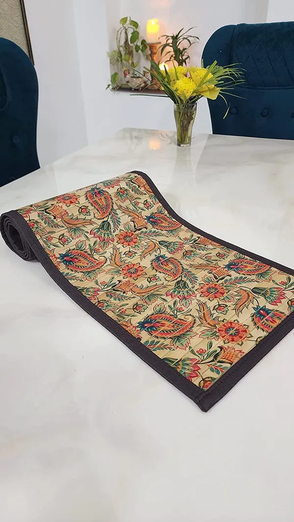 Bamboo_Dining_Table_Runner_for_6_Seater_Paisley_Flower_Print_135X30Cm