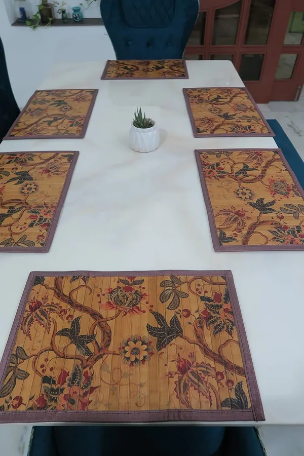 Multicolor_Bamboo_Dining_Placemats/Table_Mats_Wild_Hibiscus_Flower_Print