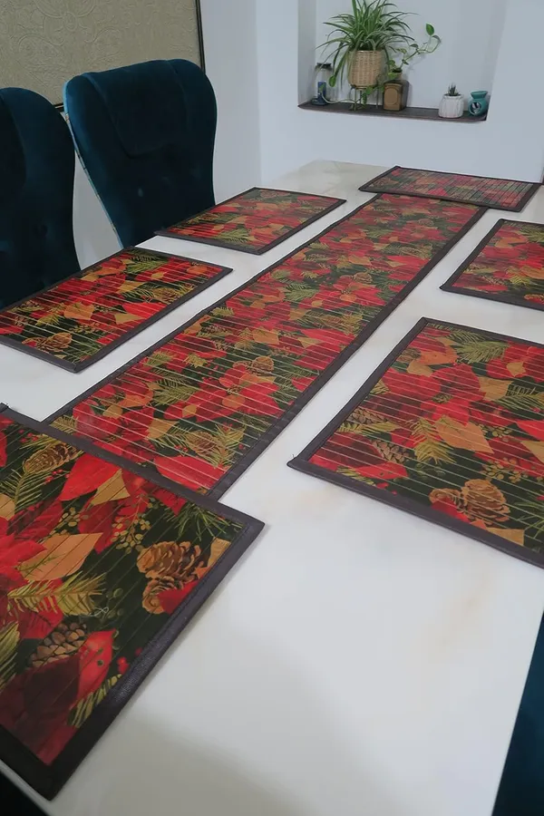 Bamboo_Dining_Table_Mats/Placemats_Christmas_Flower_Print-_30x45cm