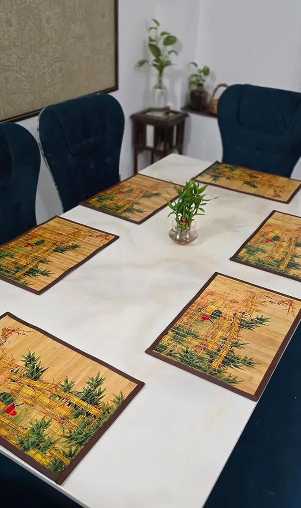 Bamboo_Tablemats/_Placemats_Bamboo_print-_Set_of_6_and_1_Table_Runner