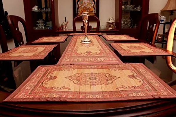 Bamboo_Placemats/Dining_Table_Mats_Persian_Print_Red_30X45CM