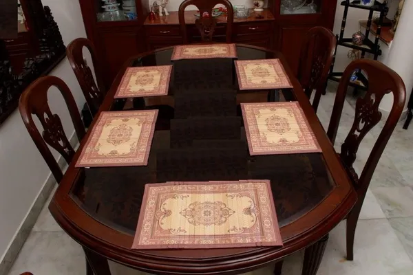 Bamboo_Placemats/Dining_Table_Mats_Persian_Print_Red_30X45CM