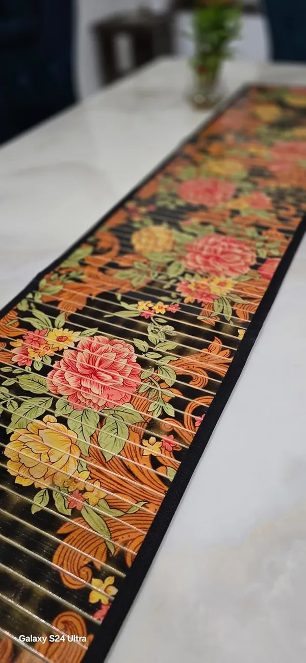 Bamboo_Table_Runner_For_Dining_Table_Floral_Print_Black-_size_30X135Cm