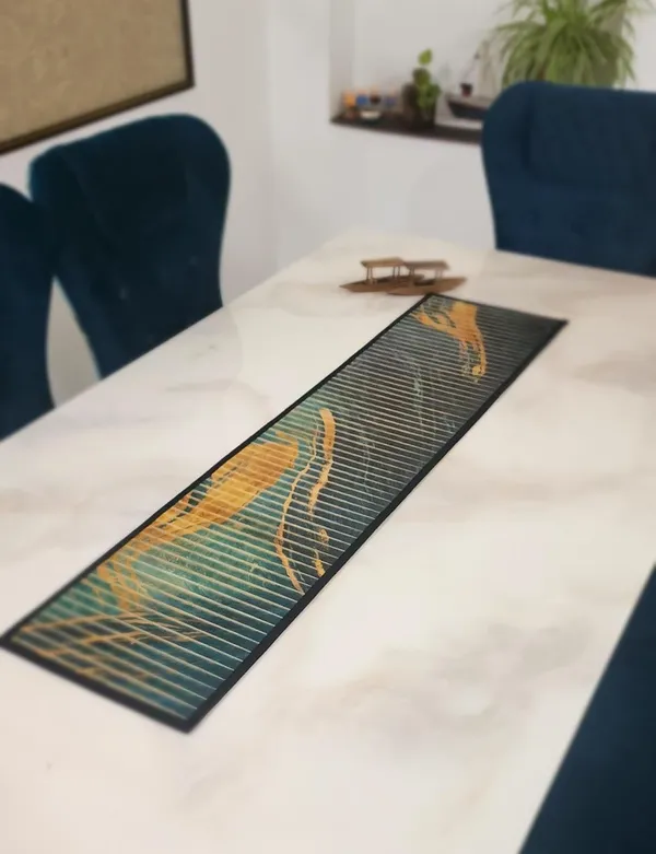 Bamboo_Dining_Table_Runner/_Printed_Anti_Skid_Runner_For_Dining_/_Center_Table_Suitable_For_4_Seater_&_6_Ocean_Print_30x135cm