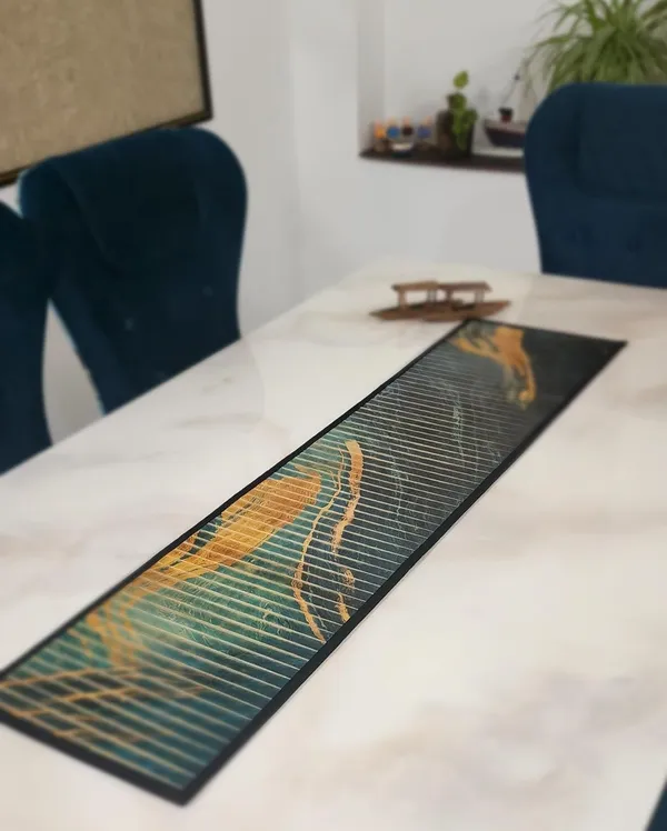 Bamboo_Dining_Table_Runner/_Printed_Anti_Skid_Runner_For_Dining_/_Center_Table_Suitable_For_4_Seater_&_6_Ocean_Print_30x135cm