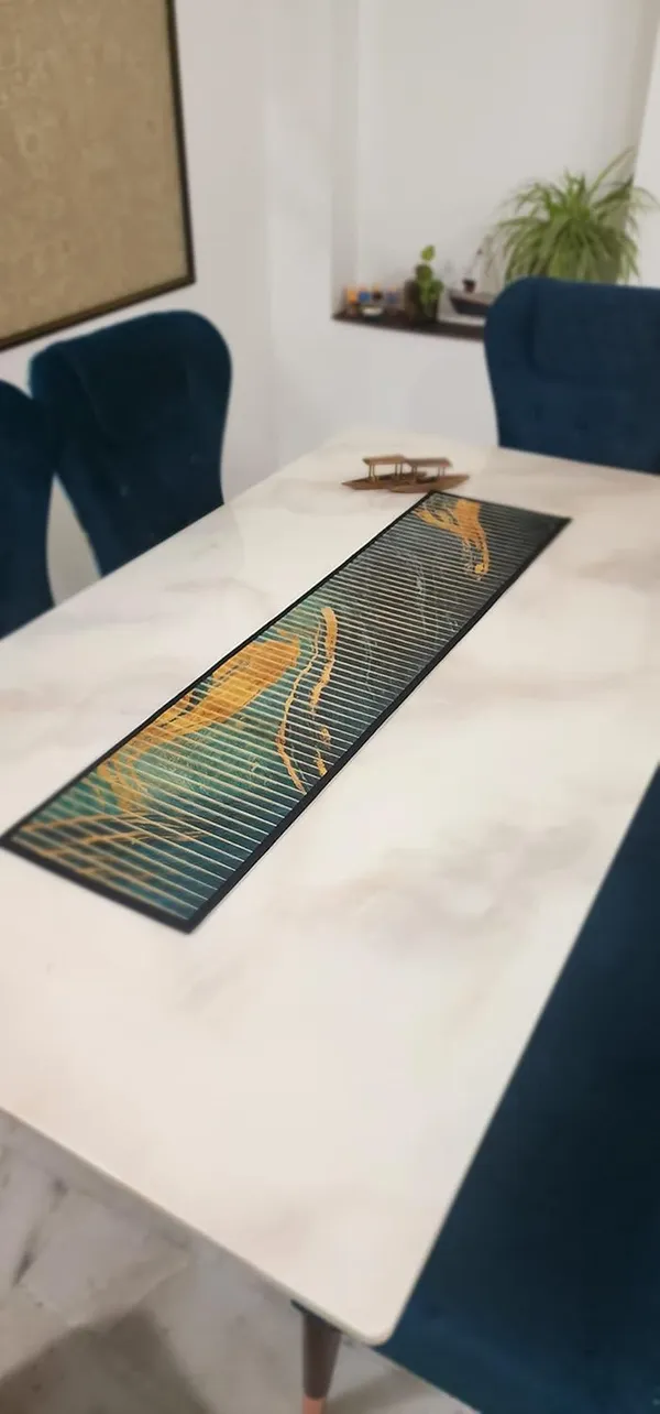 Bamboo_Dining_Table_Runner/_Printed_Anti_Skid_Runner_For_Dining_/_Center_Table_Suitable_For_4_Seater_&_6_Ocean_Print_30x135cm