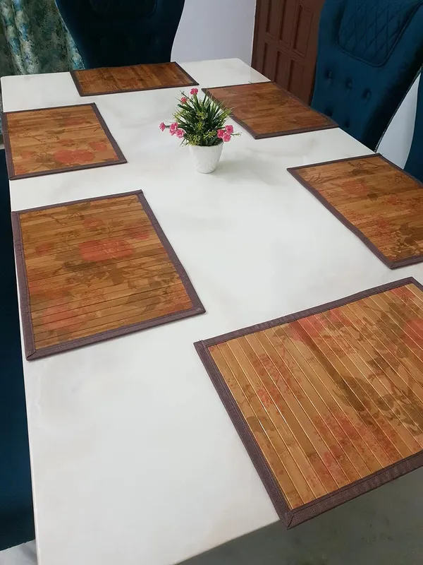 Flower_Print_Bamboo_Placemats/Dining_Table_Mat_srose_Flower_Print_(30x45cm)