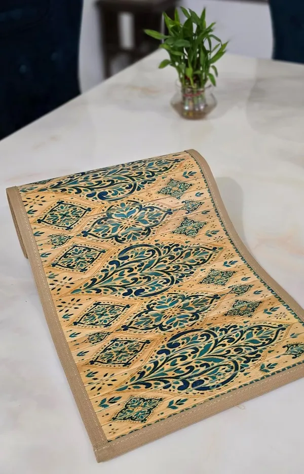 Multicolor_Bamboo_Dining_Table_Runner/_Printed_Anti_Skid_Runner_For_Dining_/_Center_Table_Suitable_For_4_Seater_&_6_Turkish_Print