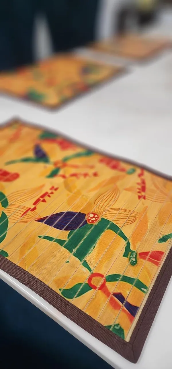 Multicolor_Bamboo_Placemats_floral_Print_bamboo_Table_Mats/Dining_Placemats_yellow_Flower_Print_30x45cm