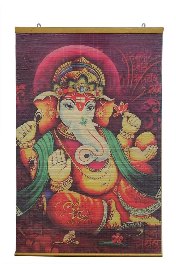 Bamboo_Wall_Hanging_Diwali_Gift/Home_Decor/Wall_Decor/Home/Office/Diwali_Pooja_Painting-Ganesha_60X90Cms