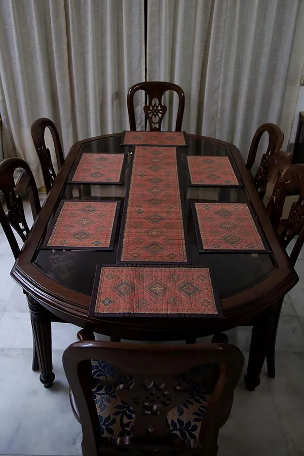 Bamboo_Dining_Tablemats_&_Runner_Set_for_Dining_Table_for_6_Seater-_Tribal_Design