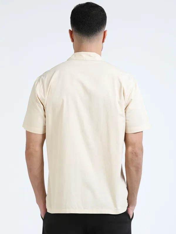 Cream_Cotton_Cuban_Collar_Crochet_Panel_Shirt_For_Men