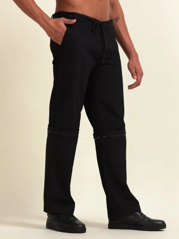 Black_Cotton_Regular_Fit_Convertible_Pants_For_Men