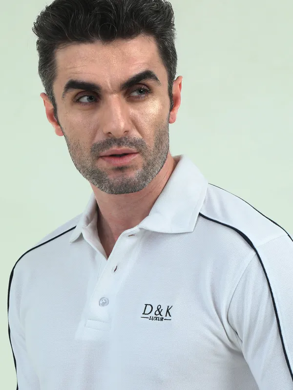 White_Polyester_Cotton_Embroidered_Polo_T-Shirt_For_Men
