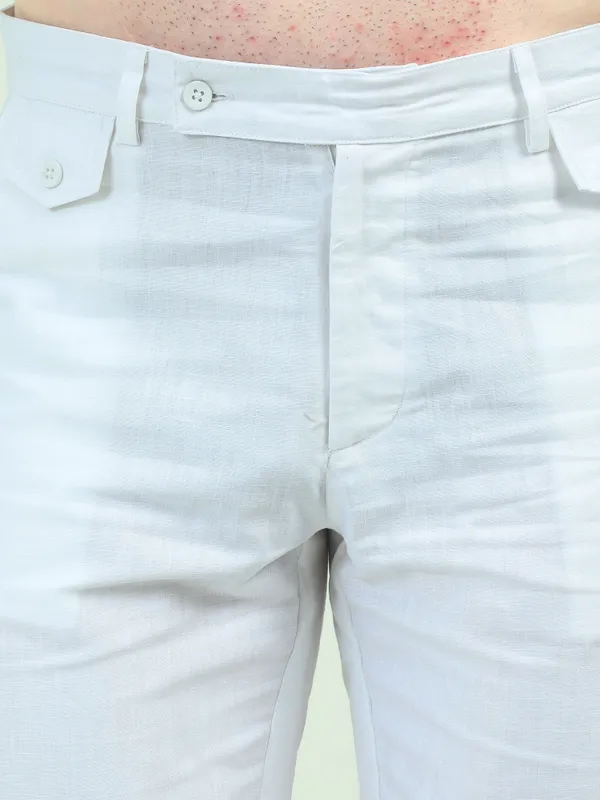 White_Linen_Relaxed_Fit_Shorts_For_Men