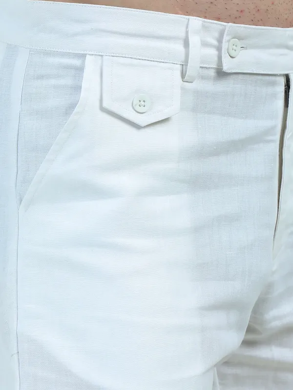 White_Linen_Relaxed_Fit_Shorts_For_Men