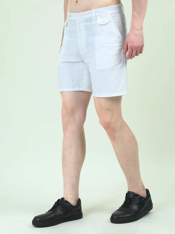White_Linen_Relaxed_Fit_Shorts_For_Men