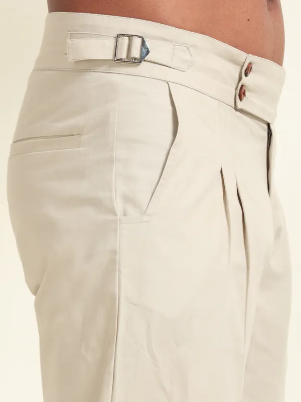 Cream_Cotton_Double_Pleat_Straight_Fit_Pants_For_Men
