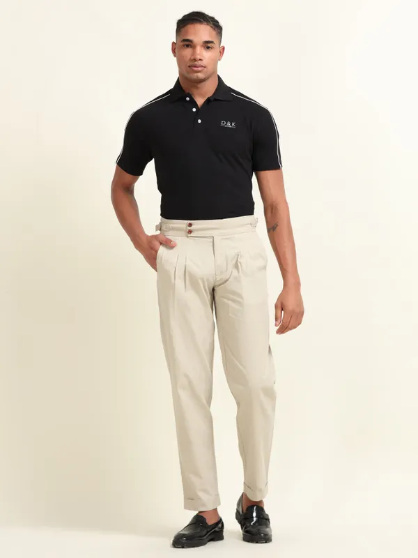 Cream_Cotton_Double_Pleat_Straight_Fit_Pants_For_Men