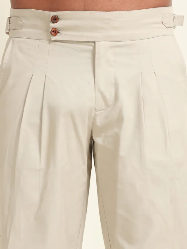 Cream_Cotton_Double_Pleat_Straight_Fit_Pants_For_Men